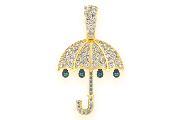 Drip Umbrella Diamond Pendant 14k Solid Gold - 0.75 CTW