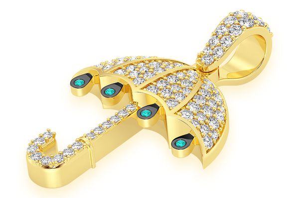 Drip Umbrella Diamond Pendant 14k Solid Gold - 0.75 CTW