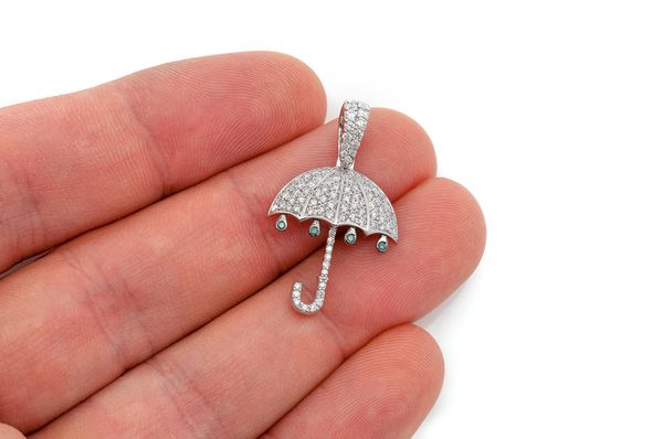 Drip Umbrella Diamond Pendant 14k Solid Gold - 0.75 CTW