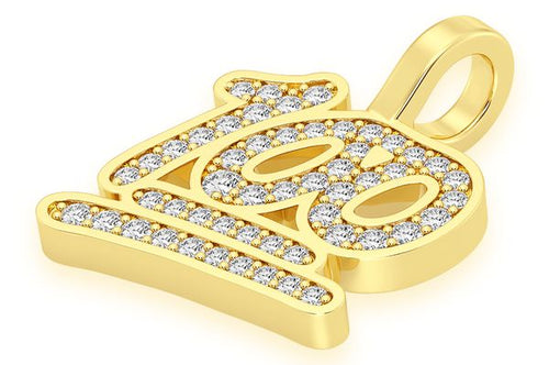 100 Emoji Diamond Pendant 14k Solid Gold - 0.33 CTW