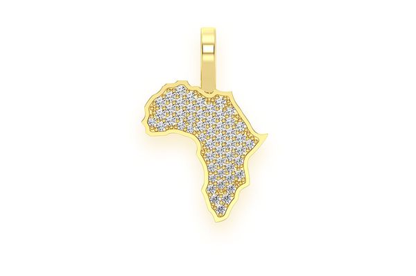 Africa Diamond Pendant 14k Solid Gold - 0.25 CTW