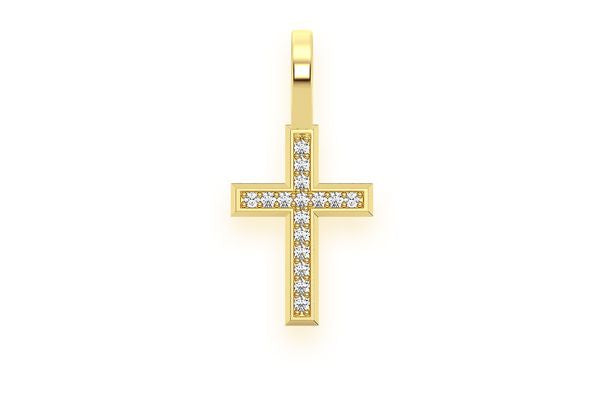 Brilliant Lab Grown Diamond Cross Pendant Mini Angled Design Eco-