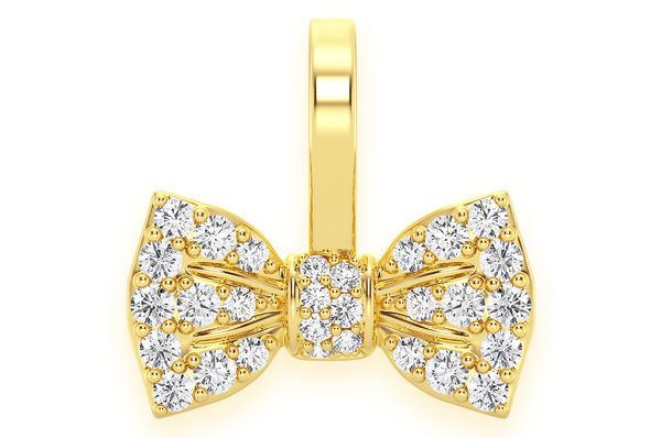Bowtie Diamond Pendant 14k Solid Gold - 0.20 CTW