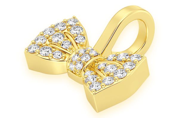 Bowtie Diamond Pendant 14k Solid Gold - 0.20 CTW