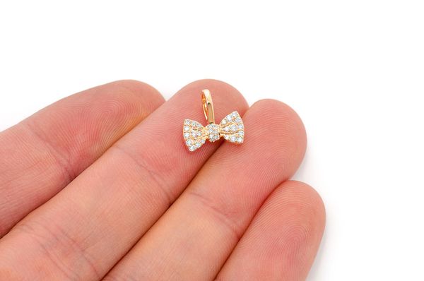 Bowtie Diamond Pendant 14k Solid Gold - 0.20 CTW