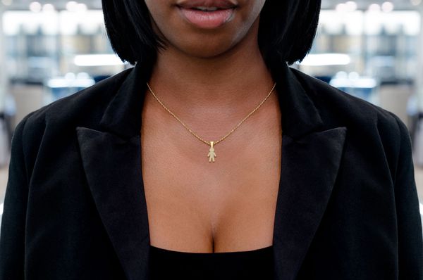 Boy Diamond Pendant 14k Solid Gold - 0.10 CTW