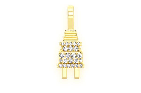 Plug Diamond Pendant 14k Solid Gold - 0.10ctw