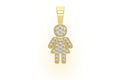 Girl Diamond Pendant 14k Solid Gold - 0.10 CTW