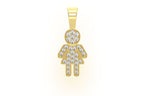 Girl Diamond Pendant 14k Solid Gold - 0.10 CTW