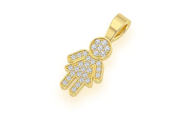 Girl Diamond Pendant 14k Solid Gold - 0.10 CTW