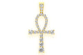 Ankh Diamond Pendant 14K Solid Gold - 0.25 CTW
