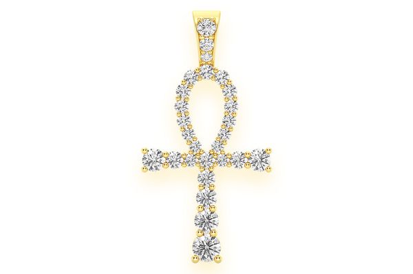 Ankh Diamond Pendant 14K Solid Gold - 0.25 CTW