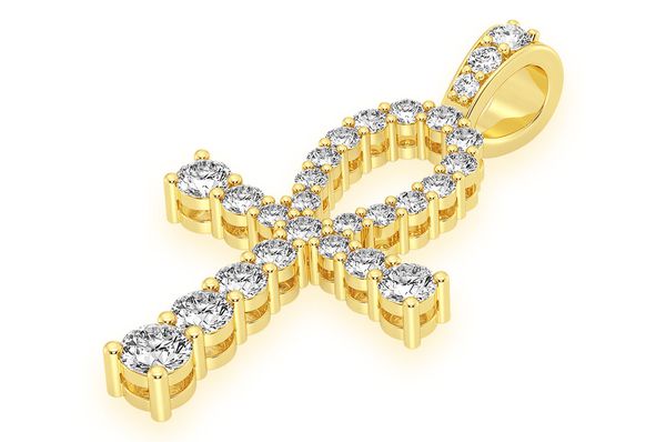 Ankh Diamond Pendant 14K Solid Gold - 0.25 CTW