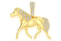 Horse Diamond Pendant 14k Solid Gold - 0.20 CTW