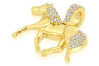 Horse Diamond Pendant 14k Solid Gold - 0.20 CTW