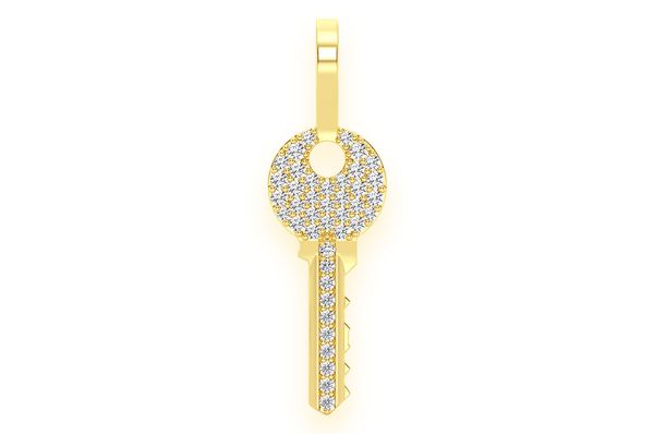 Key Diamond Pendant 14k Solid Gold - 0.15 CTW