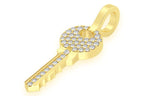 Key Diamond Pendant 14k Solid Gold - 0.15 CTW