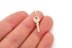 Key Diamond Pendant 14k Solid Gold - 0.15 CTW