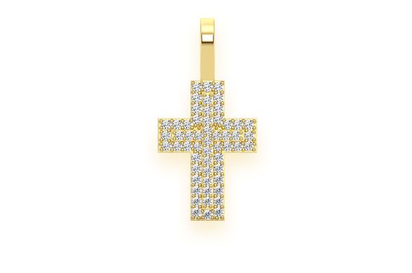 14K Gold Mini Layered Cross Diamond Pendant - 0.25 CTW