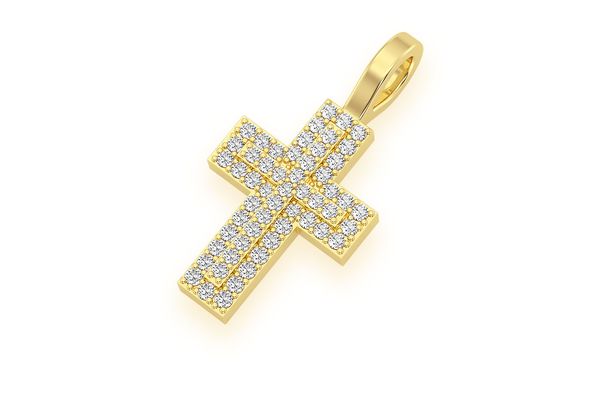 14K Gold Mini Layered Cross Diamond Pendant - 0.25 CTW