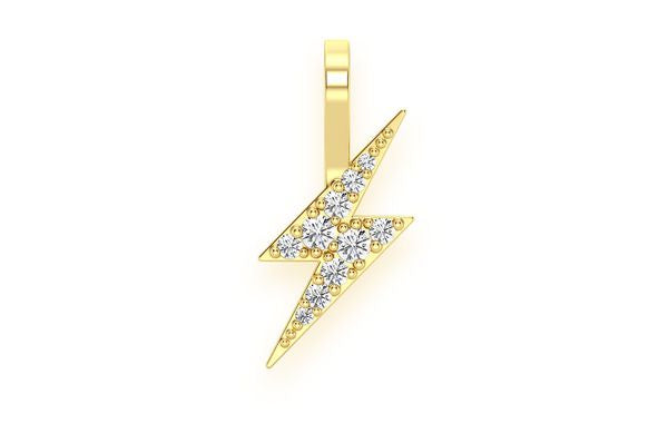 Lightning Bolt Diamond Pendant 14k Solid Gold - 0.15 CTW