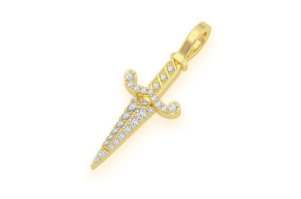 Dagger Diamond Pendant 14k Solid Gold - 0.20 CTW