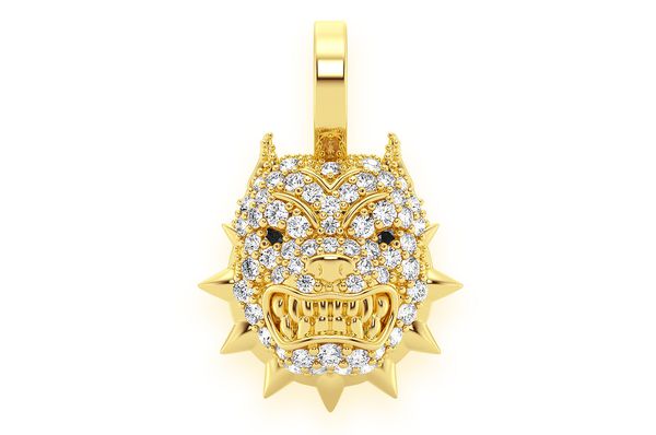 Pitbull Spike Collar Diamond Pendant 14k Solid Gold - 0.25 CTW