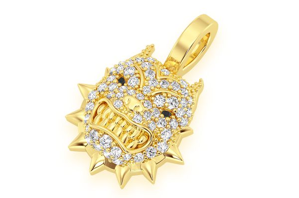 Pitbull Spike Collar Diamond Pendant 14k Solid Gold - 0.25 CTW