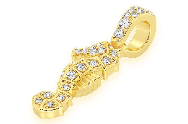 Seahorse Diamond Pendant 10k Solid Gold - 0.15 CTW