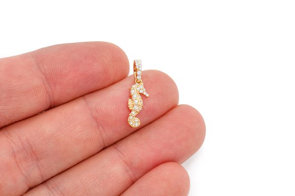 Seahorse Diamond Pendant 10k Solid Gold - 0.15 CTW