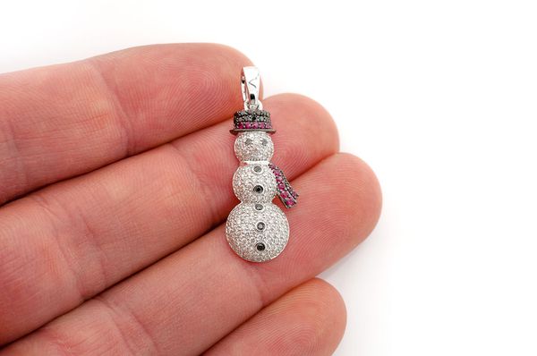 Snowman Ruby & Diamond Pendant 14k Solid Gold - 1.00 CTW
