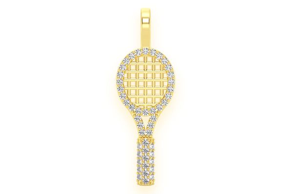 Tennis Racket Diamond Pendant 14k Solid Gold - 0.20 CTW