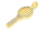 Tennis Racket Diamond Pendant 14k Solid Gold - 0.20 CTW