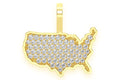 USA Map Diamond Pendant 14K Solid Gold - 0.30 CTW