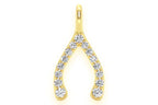Wishbone Diamond Pendant 10K Solid Gold - 0.15 CTW