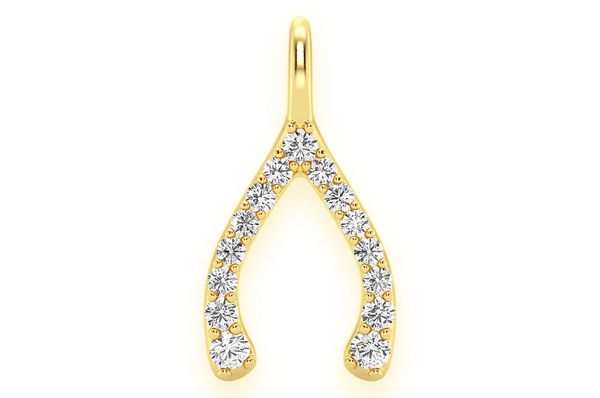 Wishbone Diamond Pendant 10K Solid Gold - 0.15 CTW