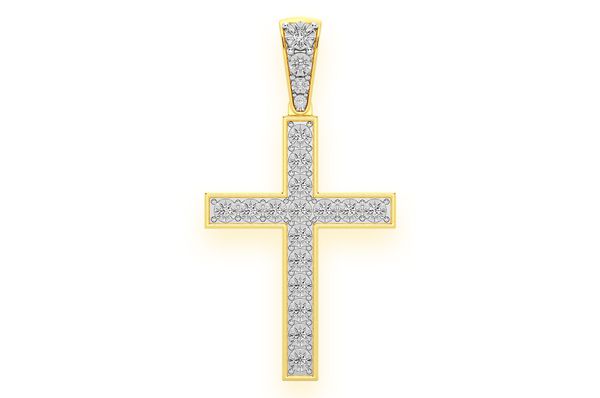 Miracle Set Large 10K Gold Cross Pendant Handcrafted Diamond Jewelry