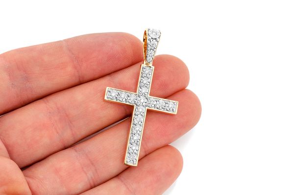 Miracle Set Large 10K Gold Cross Pendant Handcrafted Diamond Jewelry