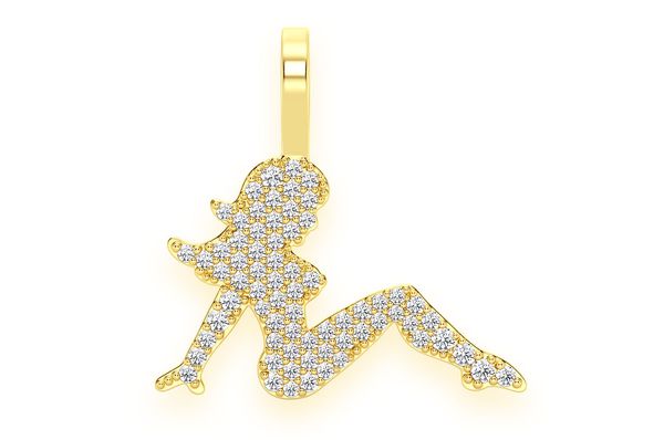 Mudflap Girl Diamond Pendant 10k Solid Gold - 0.30 CTW