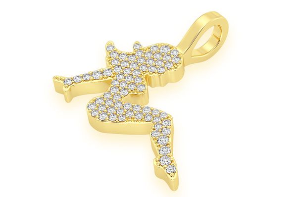 Mudflap Girl Diamond Pendant 10k Solid Gold - 0.30 CTW