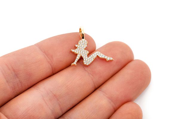 Mudflap Girl Diamond Pendant 10k Solid Gold - 0.30 CTW