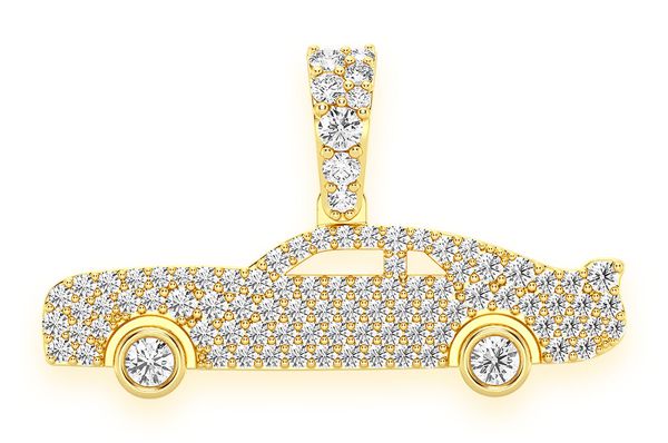 Muscle Car Diamond Pendant 14k Solid Gold - 0.60 CTW