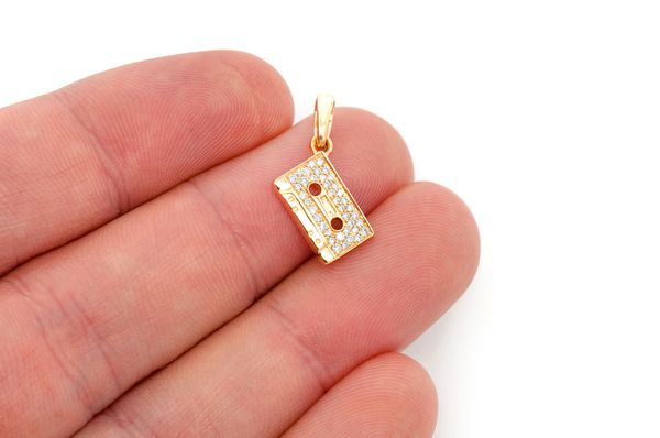 Music Cassette Diamond Pendant 14k Solid Gold - 0.20 CTW