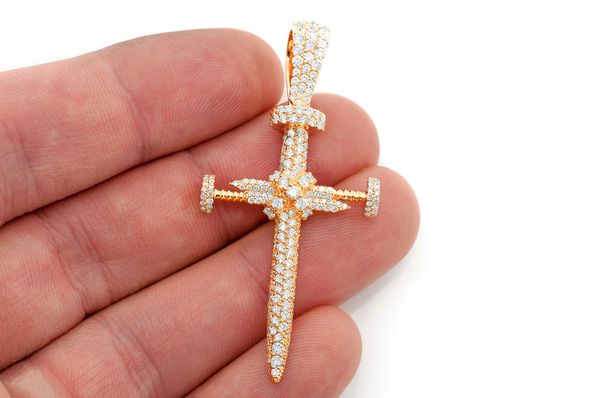 Nail Cross Moissanite Diamond Pendant - Unique 2.5 CTW