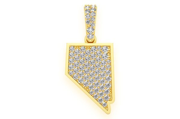 Nevada State Diamond Pendant 14k Solid Gold 0.33 CTW