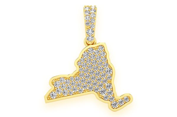 New York State Diamond Pendant 14k Solid Gold - 0.33 CTW