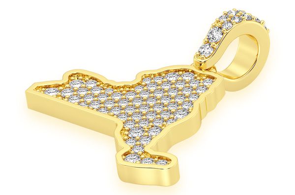 New York State Diamond Pendant 14k Solid Gold - 0.33 CTW