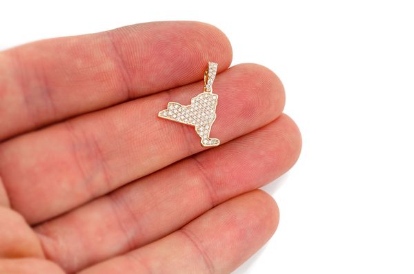 New York State Diamond Pendant 14k Solid Gold - 0.33 CTW