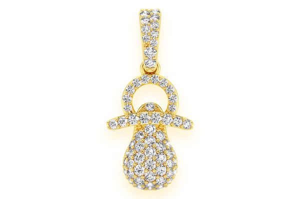 Baby Pacifier Diamond Pendant 14K Solid Gold - 0.50 CTW