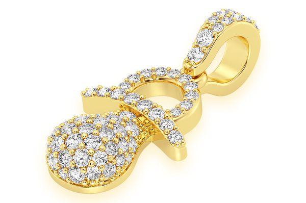Baby Pacifier Diamond Pendant 14K Solid Gold - 0.50 CTW